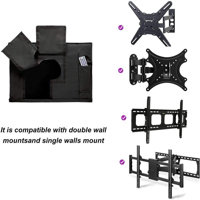 Weatherproof Outdoor Wall-Mounted TV Cover, 210D Oxford Fabric, Dustproof, Waterproof, and UV-Resistant for Patio, Terrace, and BBQ Area Use (65"-70"(163×102×13cm), Black)