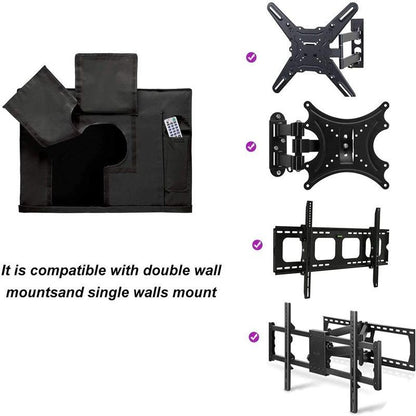 Weatherproof Outdoor Wall-Mounted TV Cover, 210D Oxford Fabric, Dustproof, Waterproof, and UV-Resistant for Patio, Terrace, and BBQ Area Use (65"-70"(163×102×13cm), Black)