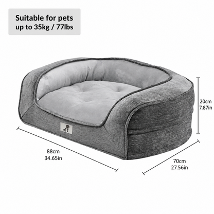Plush Orthopedic Pet Sofa Bed with Bolstered Edges – Ultra-Soft Sponge Filled Luxury Dog and Cat Couch, Waterproof Inner Liner & Removable Washable Cover for Medium-Sized Pets Up to 35kg (Pink)