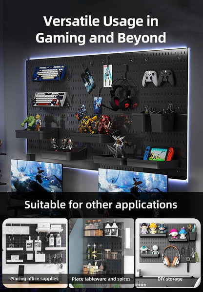 CARLA HOME Pegboard Wall Organizer Kit with 3 Modular Black Panels & 17 Accessories for Gaming, Office & Craft Storage