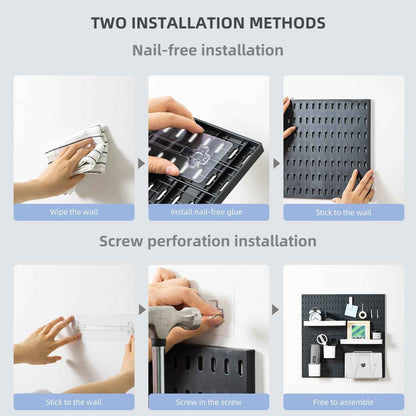 CARLA HOME Pegboard Wall Organizer Kit with 3 Modular Black Panels & 17 Accessories for Gaming, Office & Craft Storage