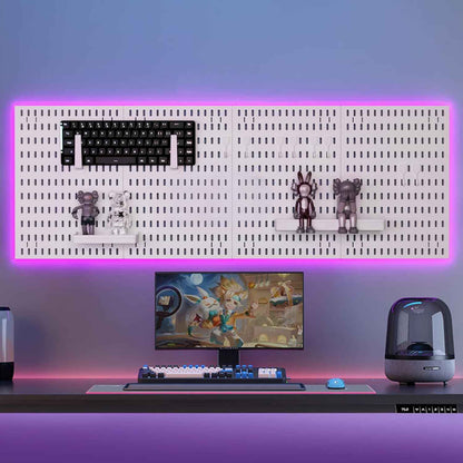 CARLA HOME Pegboard Wall Organizer Kit with 4 Modular Black Pegboards & 19 Accessories for Gaming, Office & Craft Storage (White)