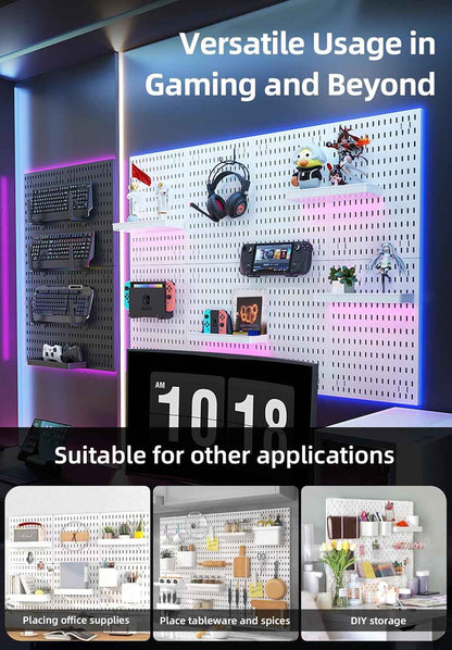 CARLA HOME Pegboard Wall Organizer Kit with 4 Modular Black Pegboards & 19 Accessories for Gaming, Office & Craft Storage (White)