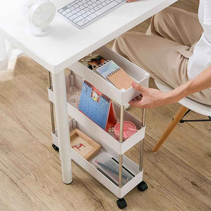 CARLA HOME Slim Storage Cart Organizer Trolley with Wheels for Kitchen, Bathroom, Laundry & Narrow Spaces (3 tier)