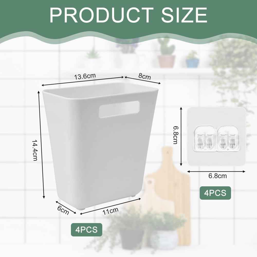 CARLA HOME 4-Pack Self-Adhesive Wall Storage Box for Cabinet Doors, Kitchen, Bathroom & Office