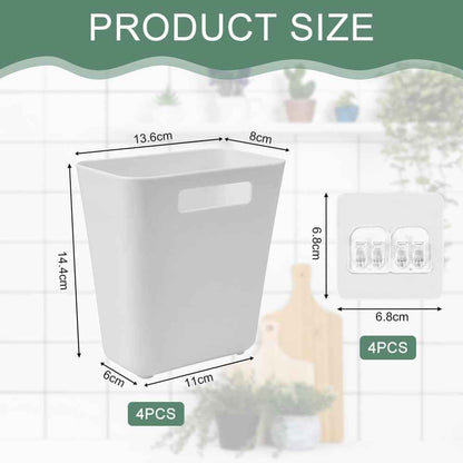 CARLA HOME 4-Pack Self-Adhesive Wall Storage Box for Cabinet Doors, Kitchen, Bathroom & Office