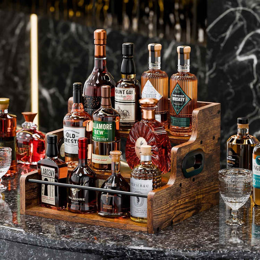 CARLA HOME 3-Tier Liquor Bottle Display Shelf Rack Bar Organizer for Whiskey, Wine, Coffee Syrups, Spirits & Bottles