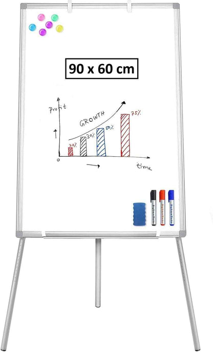CARLA HOME Whiteboard Easel Portable Magnetic Dry Erase Board with Adjustable Tripod Stand & Height Adjustable for Office & Home (90x60cm)