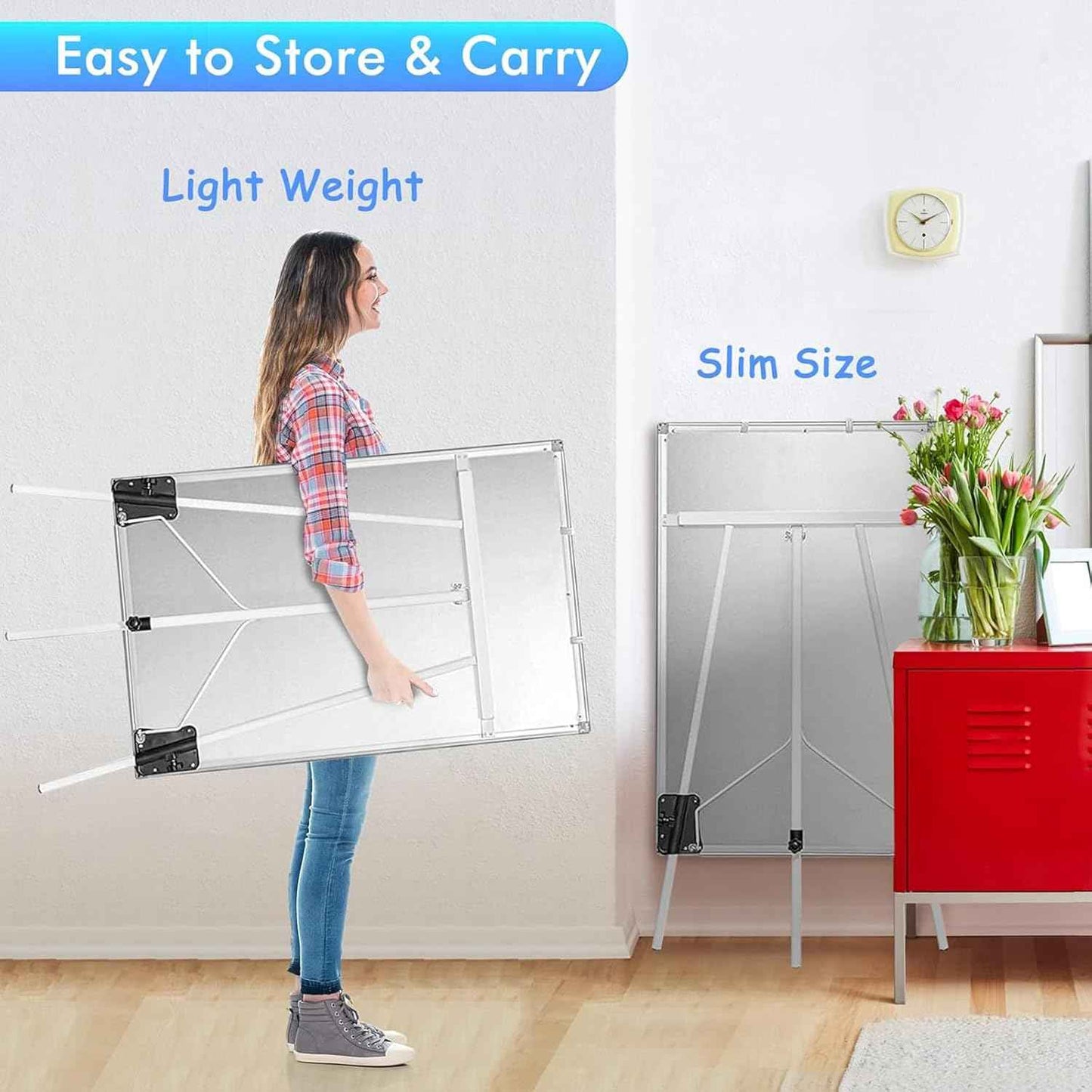CARLA HOME Whiteboard Easel Portable Magnetic Dry Erase Board with Adjustable Tripod Stand & Height Adjustable for Office & Home (90x60cm)