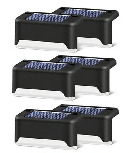 Multicoloured warm Outdoor Solar LED Deck Lights - Black, 8-Pack, Waterproof for Garden, Patio, Pathway, and Stairs