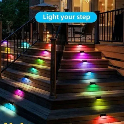 Multicoloured warm Solar LED Deck Lights - Black, 12-Pack, Waterproof Outdoor Lighting for Garden, Patio, Pathway, and Stairs