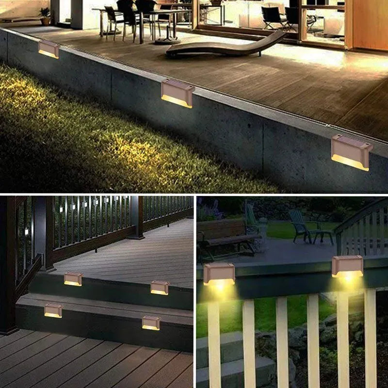 Multicoloured warm Solar LED Deck Lights - Black, 12-Pack, Waterproof Outdoor Lighting for Garden, Patio, Pathway, and Stairs