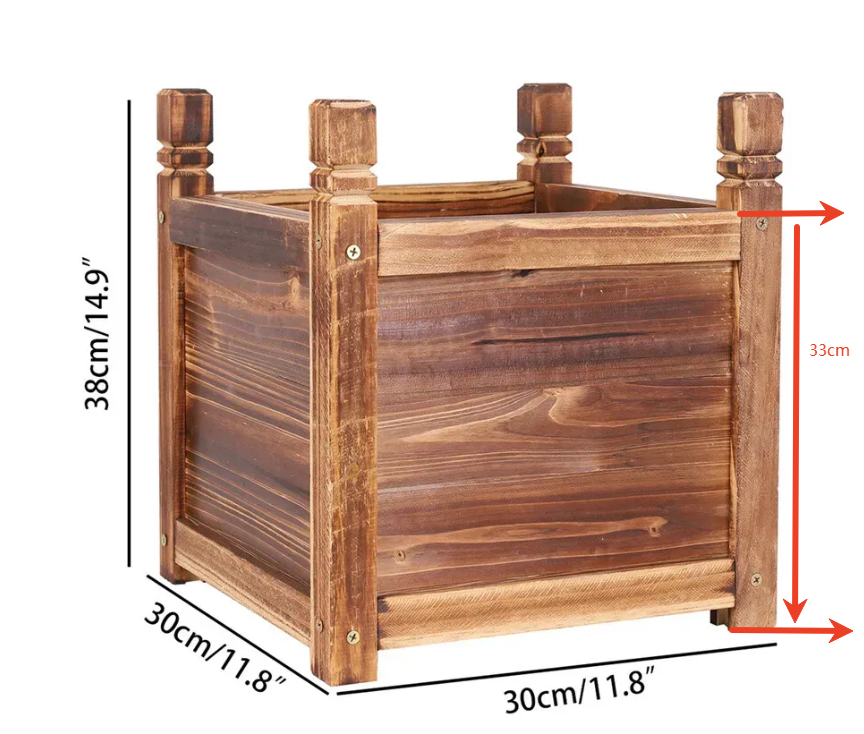 Small Raised Garden Bed 30x30x33/38cm Wooden Planter Box