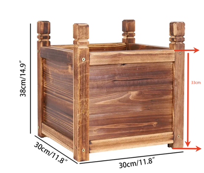 Small Raised Garden Bed 30x30x33/38cm Wooden Planter Box