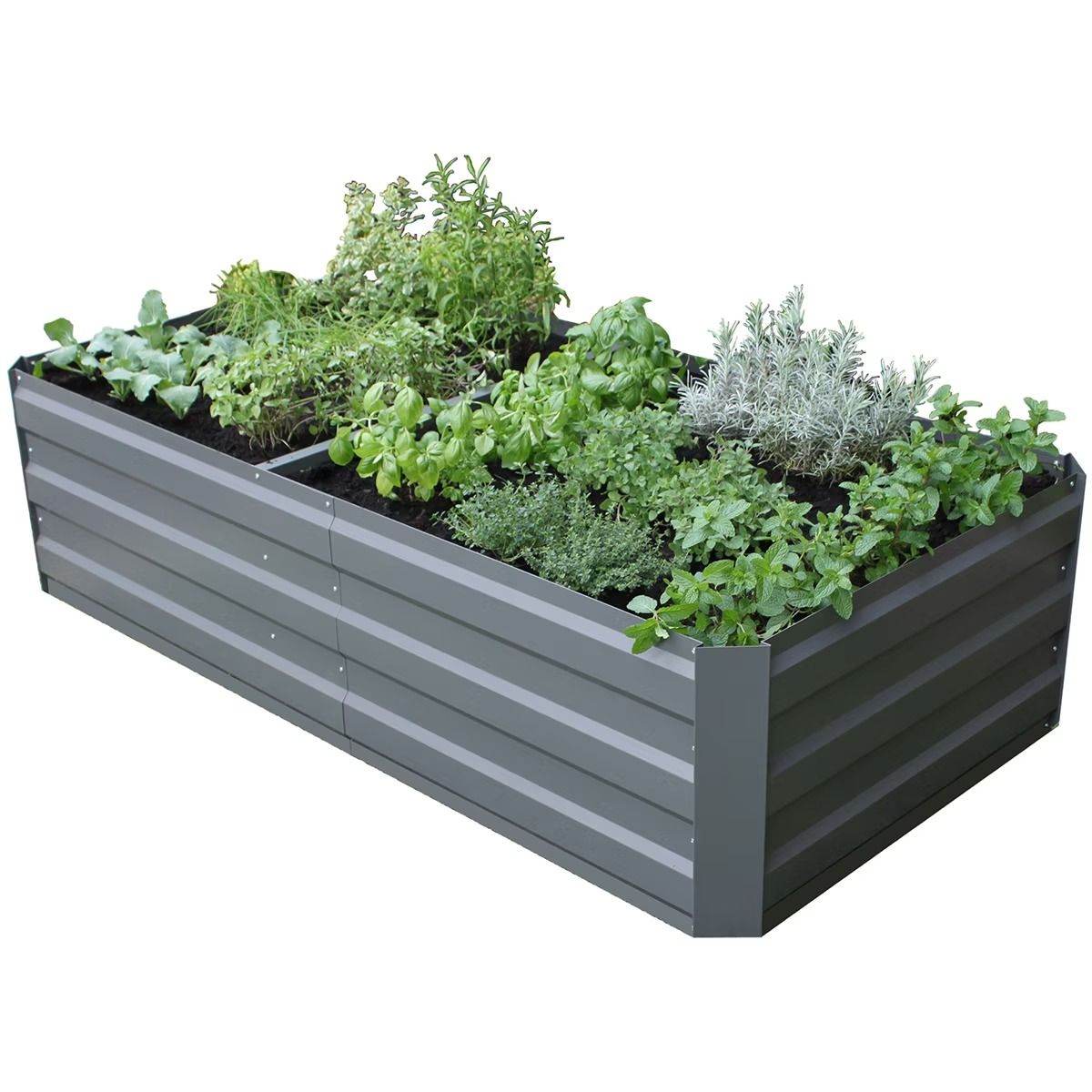 Mershine Large Metal Garden Bed 180×90×45cm Slate Grey | Heavy Duty Raised Planter Box for Outdoor Garden/Patio/Vegetable/Flower | Weather Resistant