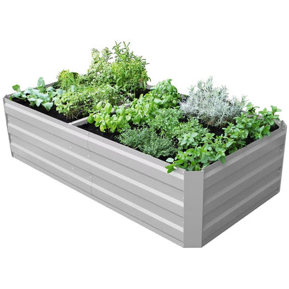 Mershine Large Metal Garden Bed 180×90×45cm White | Heavy Duty Raised Planter Box Outdoor Weather Resistant for Vegetable Flower Herb