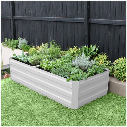 Mershine Large Metal Garden Bed 180×90×45cm White | Heavy Duty Raised Planter Box Outdoor Weather Resistant for Vegetable Flower Herb