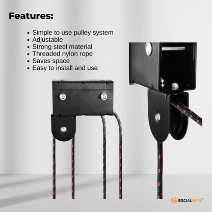 Social Hike Kayak Hoist - 34kg Garage Ceiling Pulley Lift for Kayak Bike Storage