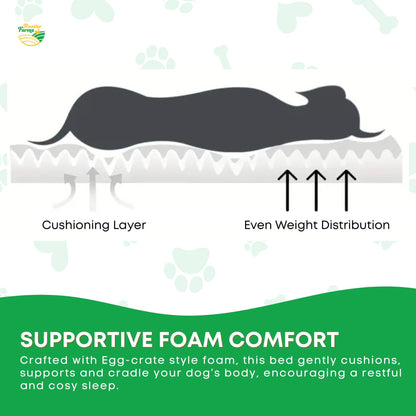 Rooster Farms Supportive Dog Bed XL Grey - Egg Crate Foam Waterproof Mattress