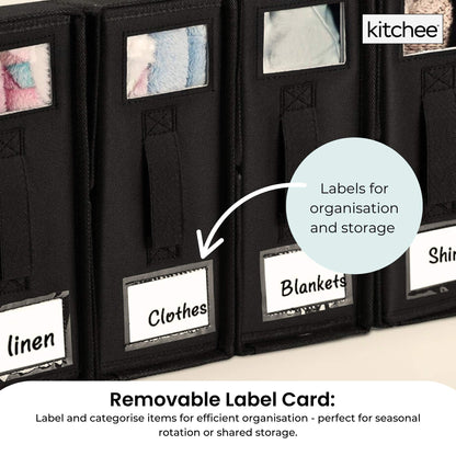 1x Kitchee Foldable Bed Sheet Storage Box - Linen and Closet Organiser Black