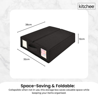 1x Kitchee Foldable Bed Sheet Storage Box - Linen and Closet Organiser Black