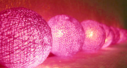 20 Ball HOT Pink 3m String Light Battery Box 5cm Cotton Ball  Christmas Birthday Bbay Girl Special Occasion Decoration