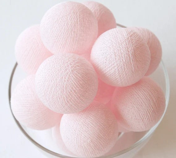 50 Ball Pastel Pink LONG 5m String Light Battery Box 5cm Cotton Ball  Christmas Birthday Bbay Girl Special Occasion Decoration