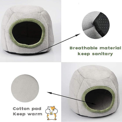 Soft Small Animal Guinea Pig Cozy Warm Pet Tent Hamster House Hideout Cave Bed - Grey-Pyramid