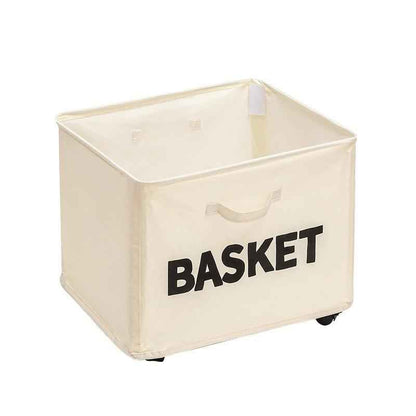 Rolling Storage Basket with Wheels for Under Desk or Shelf Organisation - Beige