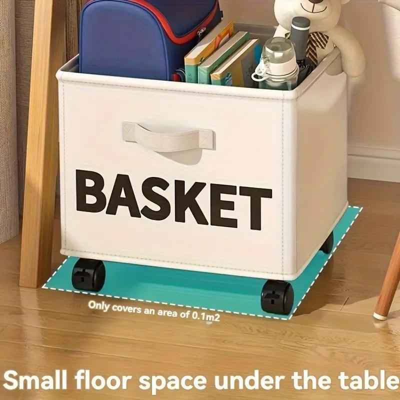 Rolling Storage Basket with Wheels for Under Desk or Shelf Organisation - Grey