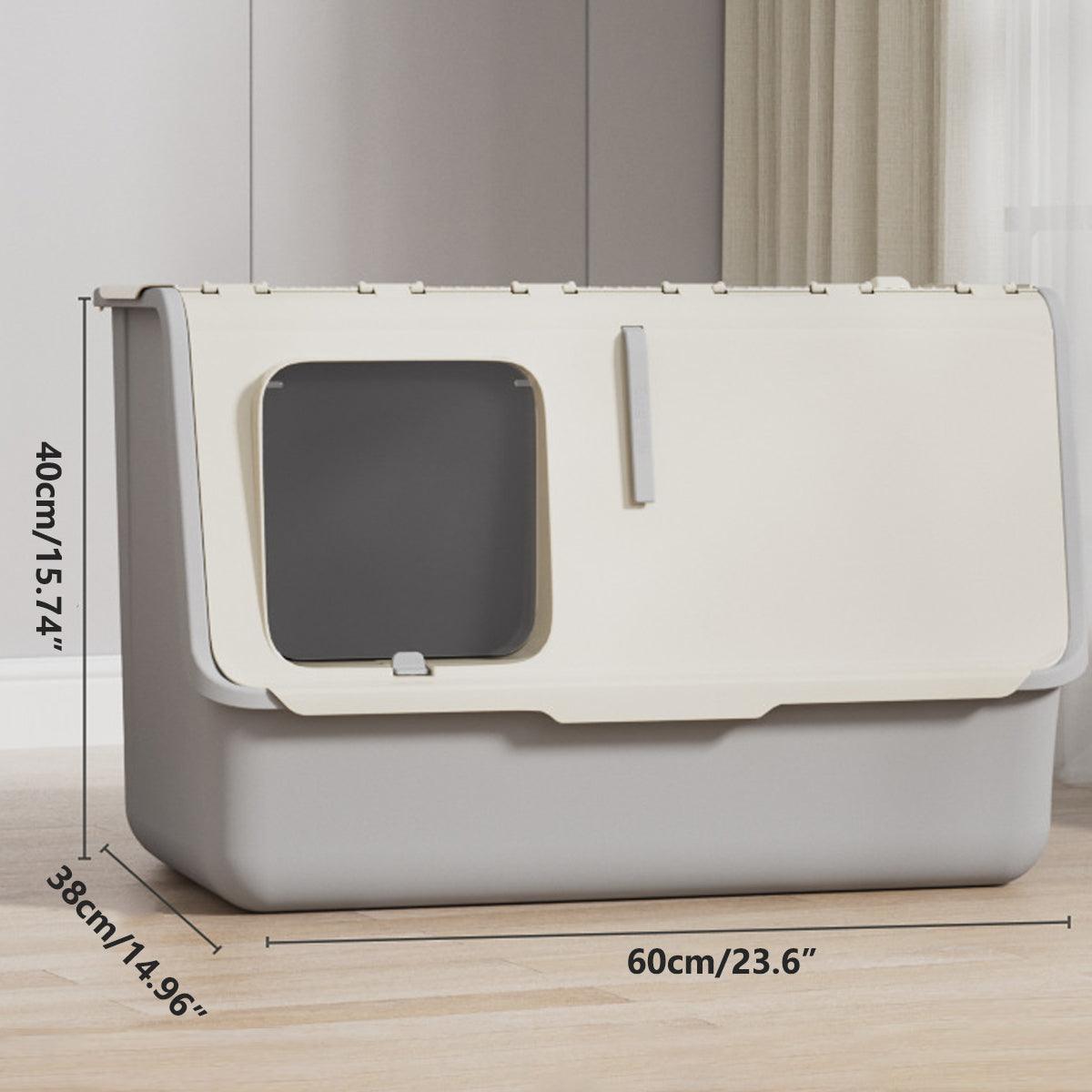 Large Fully Enclosed Cat Litter Box with Lid Odor Control Litter Pan for Cats - Green
