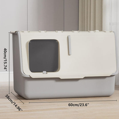 Large Fully Enclosed Cat Litter Box with Lid Odor Control Litter Pan for Cats - Green