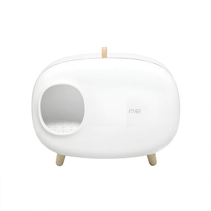 Cat Litter Box Semi-closed Cat Supplies Cat Toilet Drawer Large Cat Litter Box - White