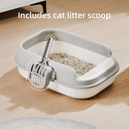12L Semi Enclosed Large Cat Litter Box with Delivery Shovel Easy Clean Toilet - Purple-Pink