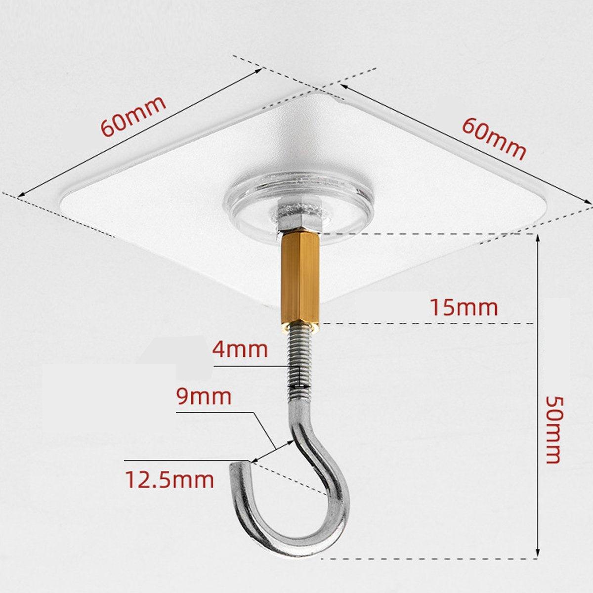 12 PCS Heavy Duty Self Adhesive Hooks Stainless Steel Ceiling Hooks for Home - Closed