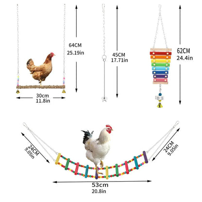 Chicken Activity Toy Set with Swing, Ladder and Xylophone - 5 Pieces