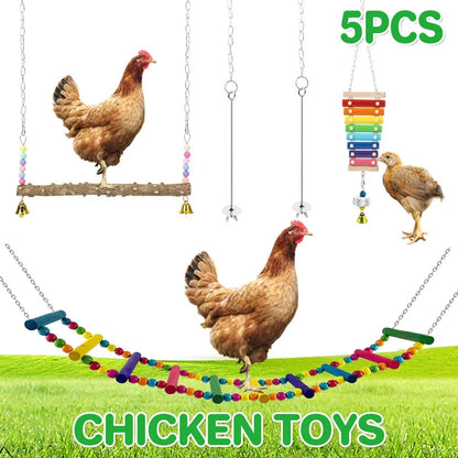 Chicken Activity Toy Set with Swing, Ladder and Xylophone - 5 Pieces