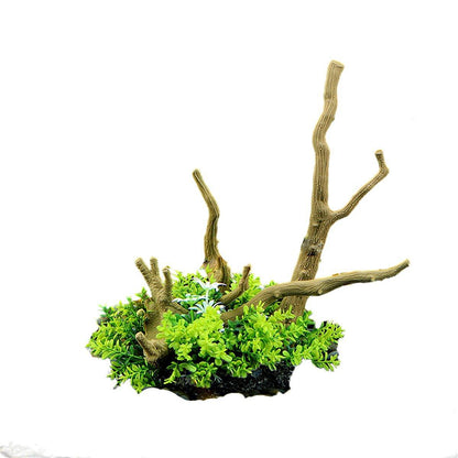 Aquarium Landscaping Decoration Artificial Wood and Plants Fish Tank Ornament - CM3901-Green