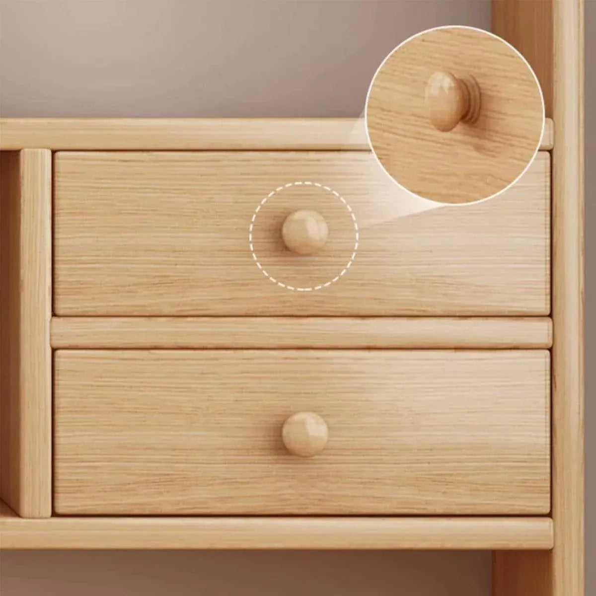 Natural-Finish Desktop Shelf with Two Drawers - 1 Piece
