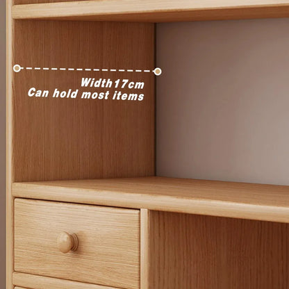 Natural-Finish Desktop Shelf with Two Drawers - 1 Piece
