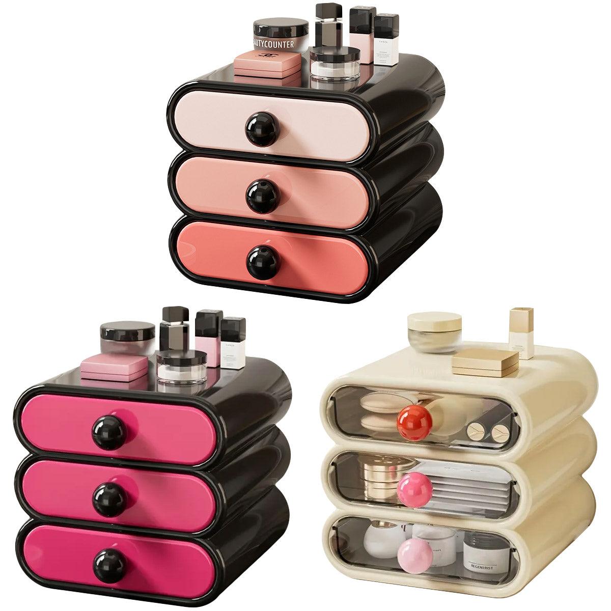 Drawer Cosmetic Organizer Desktop Storage Organizer for Makeup Desk Accessories - White
