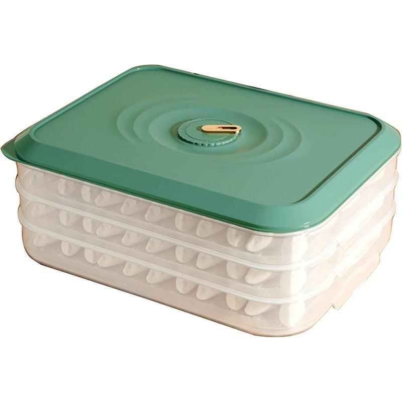 3/4 Layer Large Capacity Dumpling Box Sealed Fresh Wonton Storage Container - Green-4 Layer