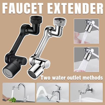 Multifunction Mechanical Arm Faucet Extender Rotatable Sink Tap Adapter Joint - Silver