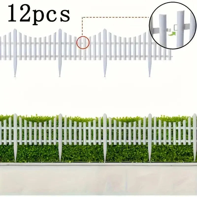 White Garden Edging Fence Panels 60 x 33 cm - 12 Pieces