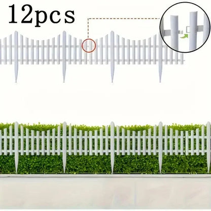 White Garden Edging Fence Panels 60 x 33 cm - 12 Pieces