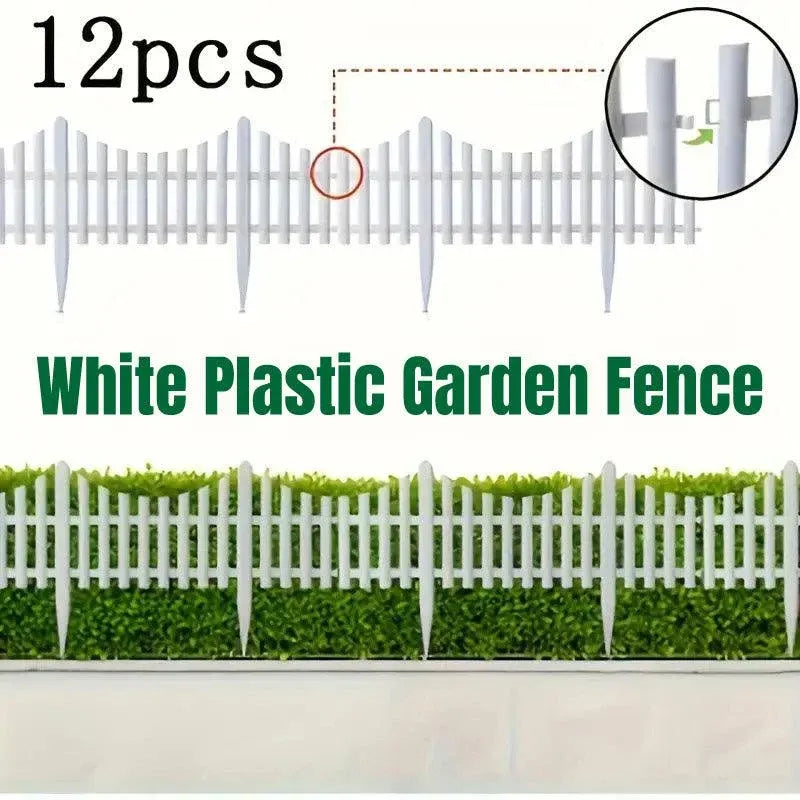 White Garden Edging Fence Panels 60 x 33 cm - 12 Pieces