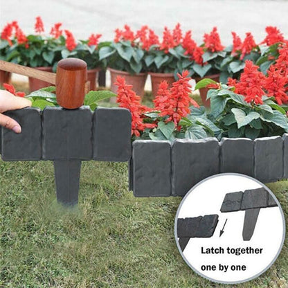 20pcs Garden Fence Edging Plastic Lawn Border for Outdoor Yard Flower Bed - Grey