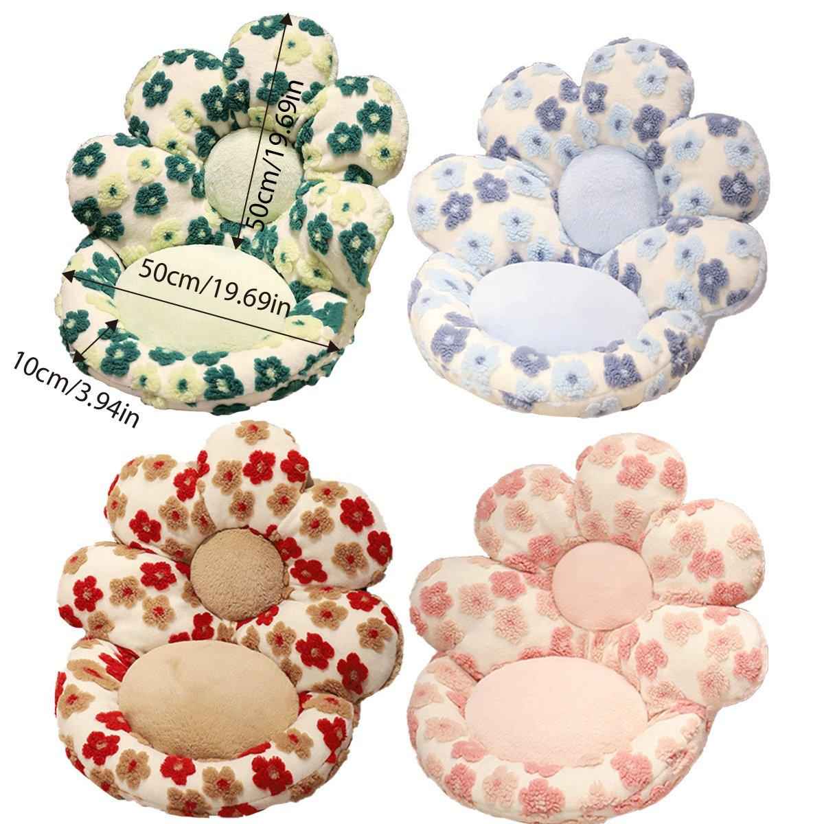 Cute Soft Seat Cushion Flower Shaped Lazy Sofa Pad for Office Chairs and Home Use - Red