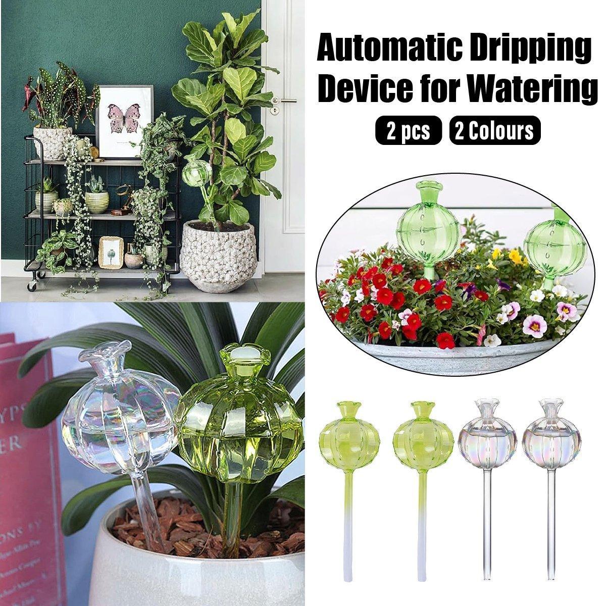 2PCS Automatic Glass Watering Cactus Plant Flower Self Drip Irrigation Tool - Green