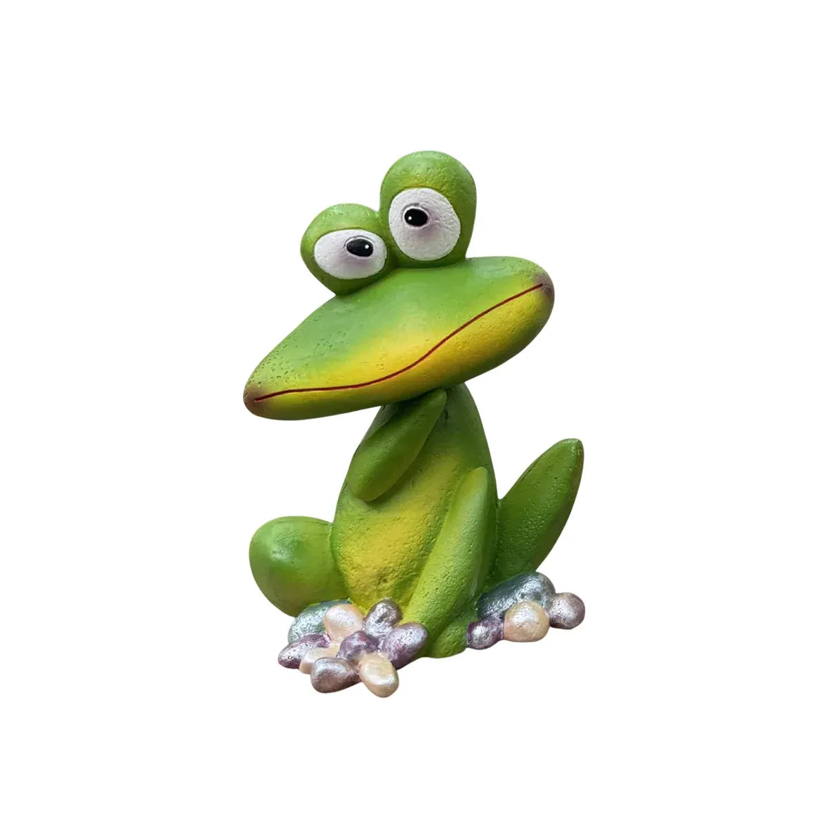 Outdoor Garden Frog Ornament Lawn Statue Animal Decor Resin Craft Sculpture - Green